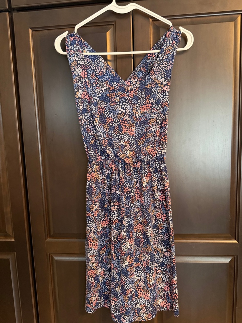 Kaileigh Navy Floral Midi Dress with Pink & White Flower Print
